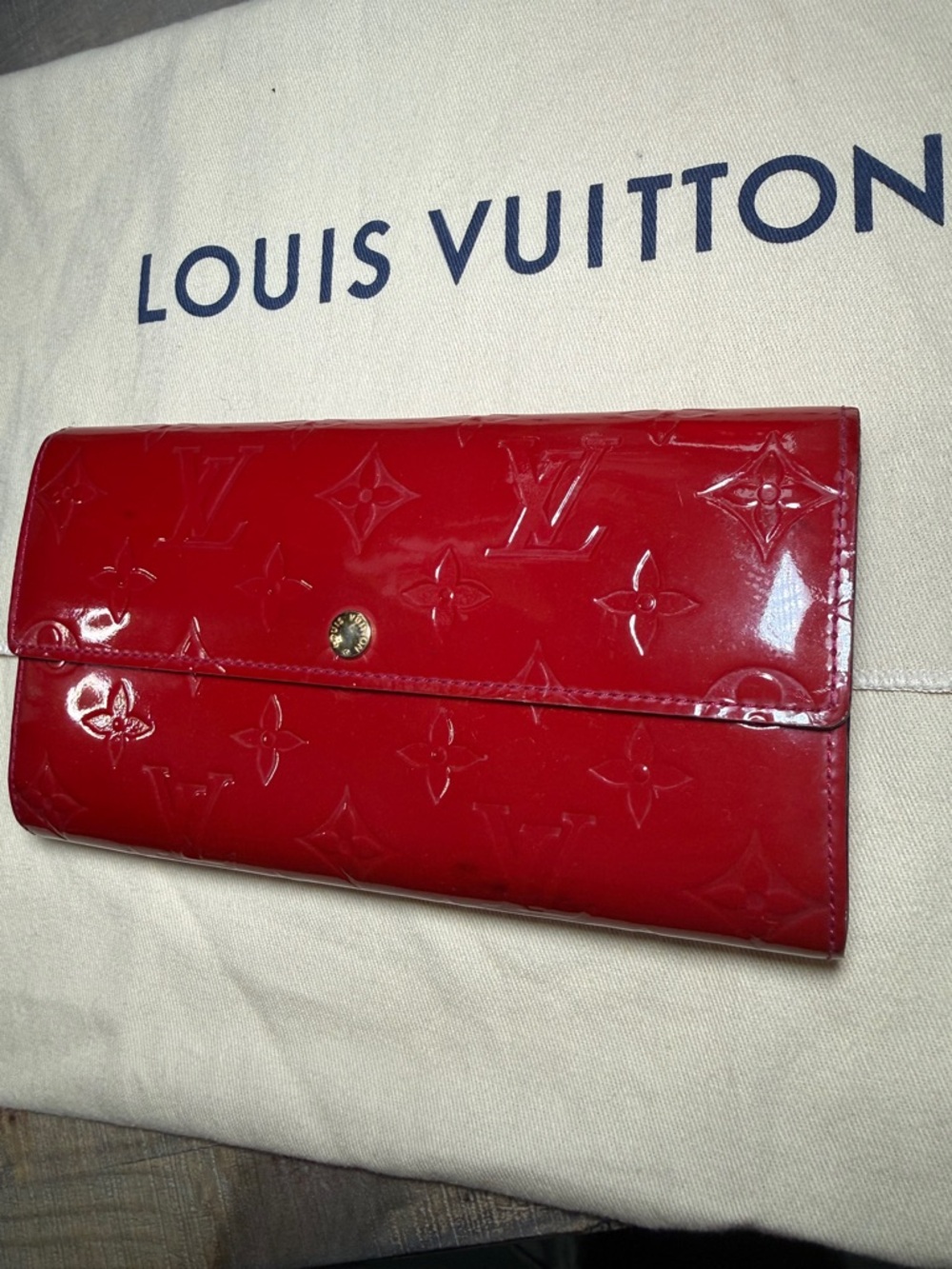 Louis Vuitton Red Vernis Monogram Continental Wallet